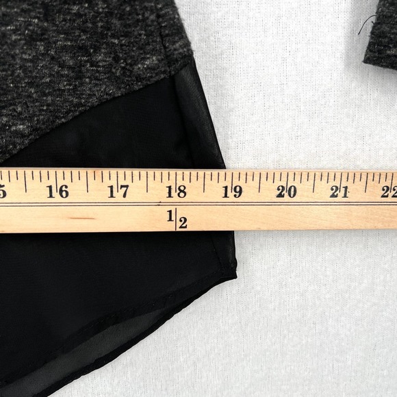 LNA Shirt Womens XS Gray Marl Black Scoop Back Sheer Panel Long Sleeve Top Tee - Picture 12 of 13